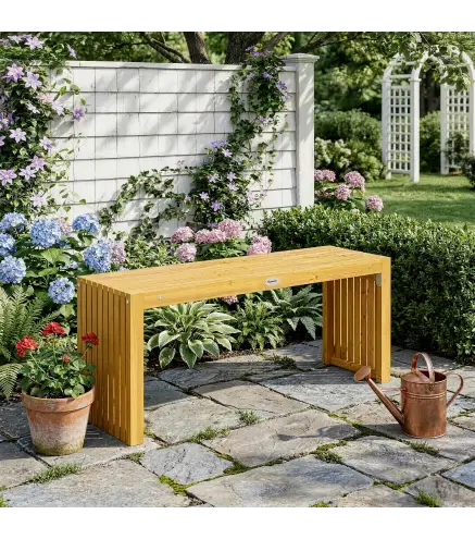 Banco de Jardín de Madera de 2 Plazas 110 cm con Asiento de Listones Carga 240 kg para Patio Porche Parque Natural