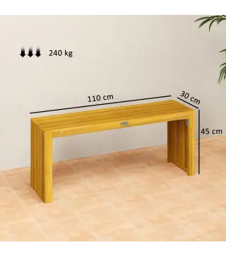 Banco de Jardín de Madera de 2 Plazas 110 cm con Asiento de Listones Carga 240 kg para Patio Porche Parque Natural