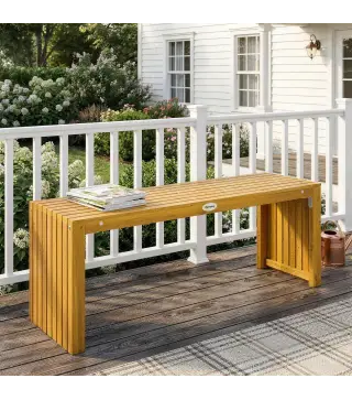 Banco de Jardín de Madera de 2 Plazas 110 cm con Asiento de Listones Carga 240 kg para Patio Porche Parque Natural