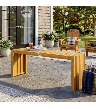 Banco de Jardín de Madera de 2 Plazas 110 cm con Asiento de Listones Carga 240 kg para Patio Porche Parque Natural