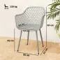 Juego de 4 Sillas de Jardín Exterior de PP con Respaldo Diamante Asiento Anti-UV Reposabrazos y Patas Metálicas Gris