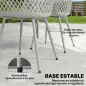 Juego de 4 Sillas de Jardín Exterior de PP con Respaldo Diamante Asiento Anti-UV Reposabrazos y Patas Metálicas Gris