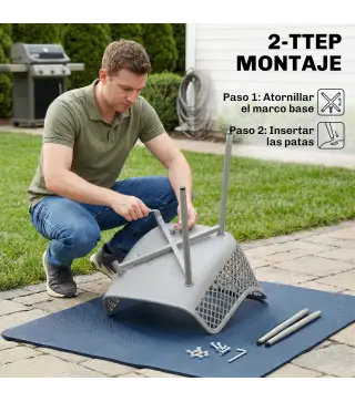 Juego de 4 Sillas de Jardín Exterior de PP con Respaldo Diamante Asiento Anti-UV Reposabrazos y Patas Metálicas Gris