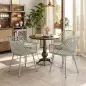 Juego de 4 Sillas de Jardín Exterior de PP con Respaldo Diamante Asiento Anti-UV Reposabrazos y Patas Metálicas Gris