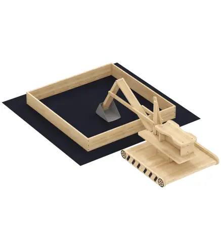 Arenero para Niños de Madera con Excavadora Arenero Infantil con Asiento Giratorio 360° y Forro 184x90x56 cm Natural