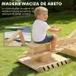 Arenero para Niños de Madera con Excavadora Arenero Infantil con Asiento Giratorio 360° y Forro 184x90x56 cm Natural