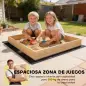 Arenero para Niños de Madera con Excavadora Arenero Infantil con Asiento Giratorio 360° y Forro 184x90x56 cm Natural