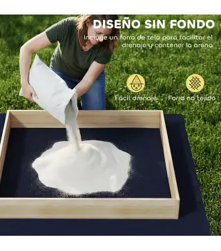 Arenero para Niños de Madera con Excavadora Arenero Infantil con Asiento Giratorio 360° y Forro 184x90x56 cm Natural