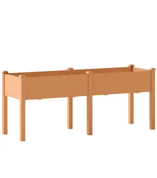 Huerto Urbano Elevado de Madera 184x59x76,5 cm con 6 Orificios de Drenaje para Cultivos Plantas Flores Marrón