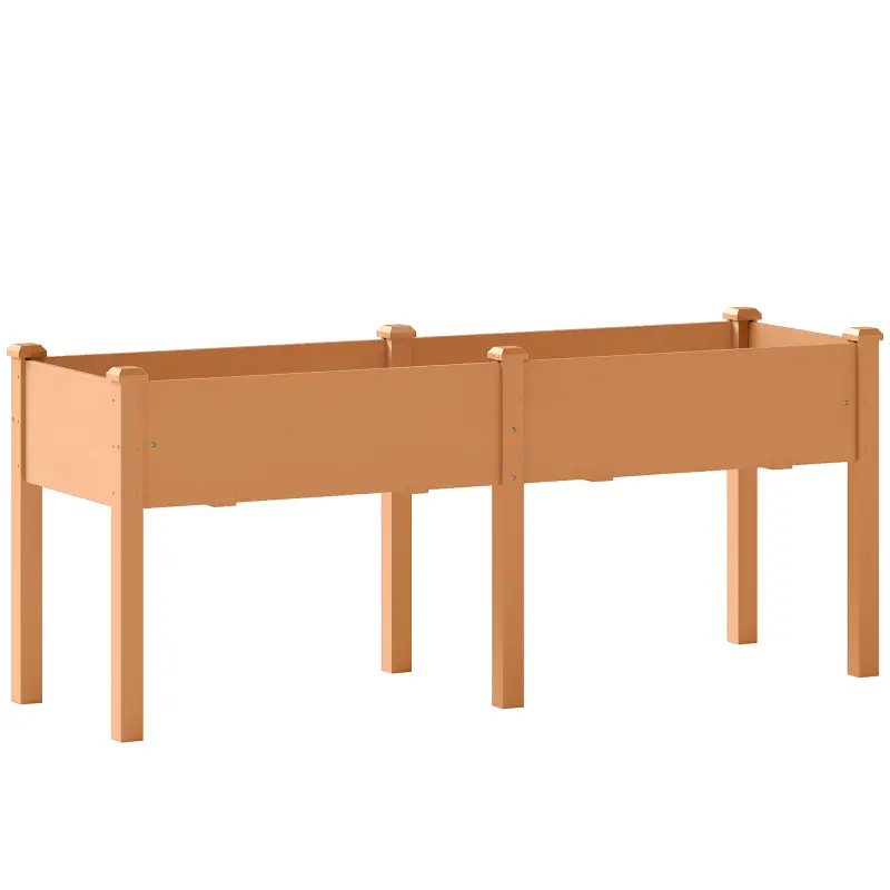 Huerto Urbano Elevado de Madera 184x59x76,5 cm con 6 Orificios de Drenaje para Cultivos Plantas Flores Marrón