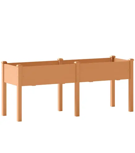 Huerto Urbano Elevado de Madera 184x59x76,5 cm con 6 Orificios de Drenaje para Cultivos Plantas Flores Marrón