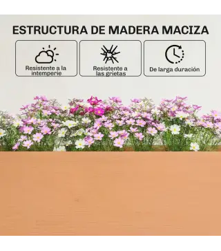 Huerto Urbano Elevado de Madera 184x59x76,5 cm con 6 Orificios de Drenaje para Cultivos Plantas Flores Marrón