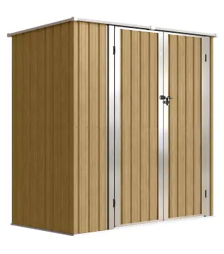 Cobertizo de Jardín Exterior Metálico 1,37 m² 163x89x163 cm con Techo Inclinado, Puertas con Pestillo y Guantes Marrón