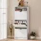Zapatero Estrecho con 3 Cajones Abatibles Estantes Ajustables y Compartimento Abierto Capacidad para 12-18 Pares Blanco