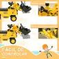 Excavadora para Niños de 18 a 48 Meses con Pala Delantera Bocina Volante y Compartimento Oculto 80x26,5x39 cm Amarillo