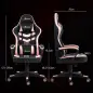 Silla Gaming Altura Regulable Basculante con Reposacabezas Cojín Lumbar 61x70x121-129 cm Rosa