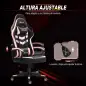 Silla Gaming Altura Regulable Basculante con Reposacabezas Cojín Lumbar 61x70x121-129 cm Rosa
