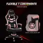Silla Gaming Altura Regulable Basculante con Reposacabezas Cojín Lumbar 61x70x121-129 cm Rosa