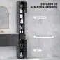 Armario de Baño Alto Columna de Baño Estrecha con 1 Cajón 4 Estantes Abiertos y Estantes Ajustables 20x20x180 cm Negro