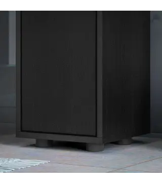 Armario de Baño Alto Columna de Baño Estrecha con 1 Cajón 4 Estantes Abiertos y Estantes Ajustables 20x20x180 cm Negro