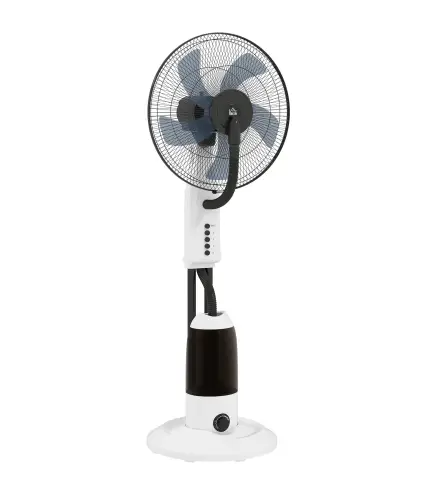 Ventilador Nebulizador Oscilante 90 W Tanque 2,8L 3 Velocidades 5 Aspas y Ruedas Ø44,5x120 cm Blanco