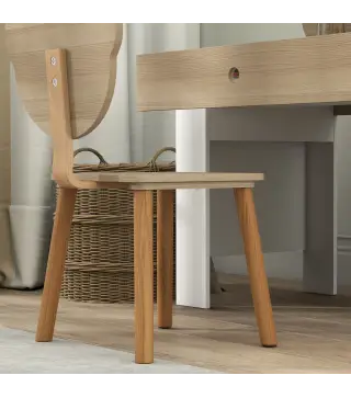 Escritorio Infantil con Silla en Forma de Osito con Cajón para Leer y Estudiar Mesa 80x41x74,5 cm y Silla 32,5x38x59 cm