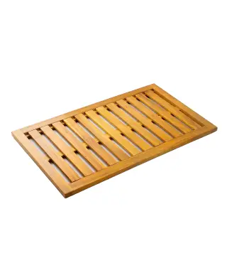 Alfombrilla de Ducha de Madera de Acacia 91x51 cm Alfombra Antideslizante para Baño Spa o Piscina Natural