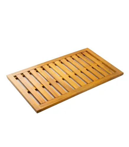 Alfombrilla de Ducha de Madera de Acacia 91x51 cm Alfombra Antideslizante para Baño Spa o Piscina Natural