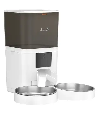 Comedero Automático 6L WiFi 2.4G con Control App 2 Cuencos Programable 1-10 Comidas Grabadora Voz 10s Fácil de Limpiar