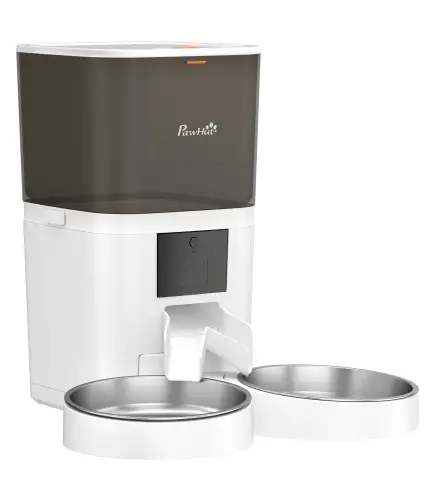 Comedero Automático 6L WiFi 2.4G con Control App 2 Cuencos Programable 1-10 Comidas Grabadora Voz 10s Fácil de Limpiar