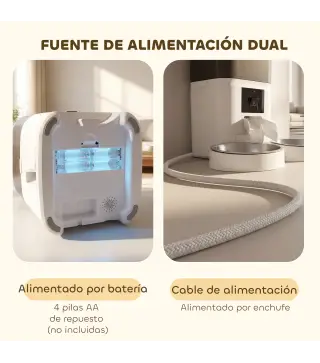 Comedero Automático 6L WiFi 2.4G con Control App 2 Cuencos Programable 1-10 Comidas Grabadora Voz 10s Fácil de Limpiar