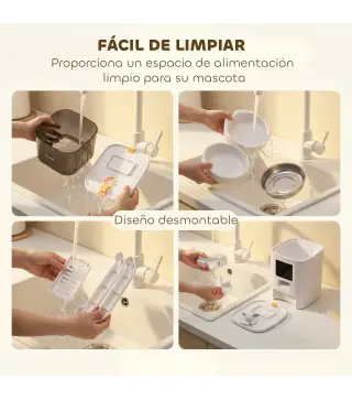 Comedero Automático 6L WiFi 2.4G con Control App 2 Cuencos Programable 1-10 Comidas Grabadora Voz 10s Fácil de Limpiar