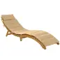 Tumbona Plegable de Madera de Acacia con Cojín Reposacabezas Asa de Transporte para Jardín Terraza 183x54x63 cm Beige