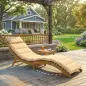 Tumbona Plegable de Madera de Acacia con Cojín Reposacabezas Asa de Transporte para Jardín Terraza 183x54x63 cm Beige