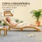 Tumbona Plegable de Madera de Acacia con Cojín Reposacabezas Asa de Transporte para Jardín Terraza 183x54x63 cm Beige