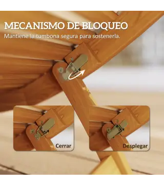 Tumbona Plegable de Madera de Acacia con Cojín Reposacabezas Asa de Transporte para Jardín Terraza 183x54x63 cm Beige
