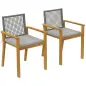 Juego de 2 Sillas de Jardín Exterior de Madera Apilables con Cojines Desmontables Brazos Respaldo 59x55x86 cm Natural