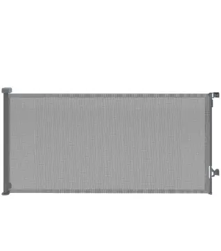 Barrera de Seguridad para Perros Retráctil Extensible hasta 180 cm de Ancho para Escaleras y Puertas Gris