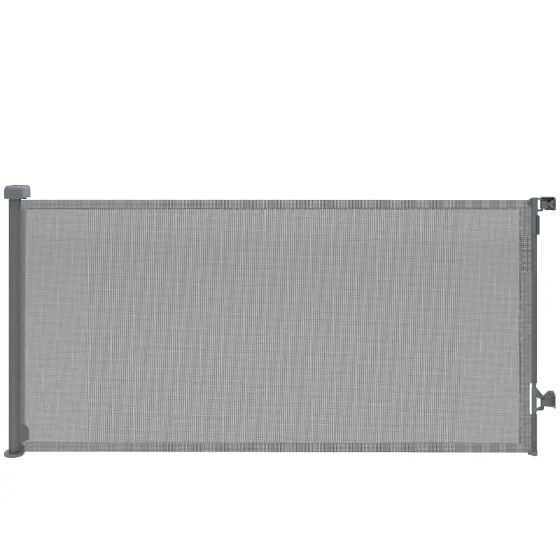 Barrera de Seguridad para Perros Retráctil Extensible hasta 180 cm de Ancho para Escaleras y Puertas Gris