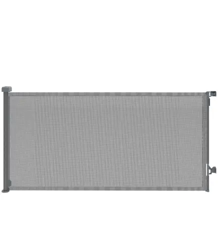 Barrera de Seguridad para Perros Retráctil Extensible hasta 180 cm de Ancho para Escaleras y Puertas Gris