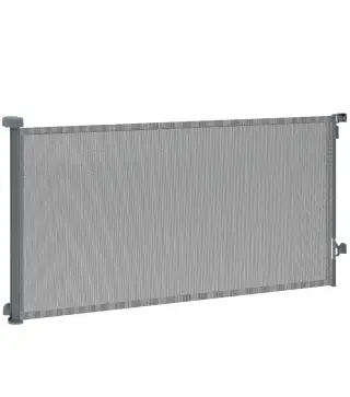 Barrera de Seguridad para Perros Retráctil Extensible hasta 180 cm de Ancho para Escaleras y Puertas Gris