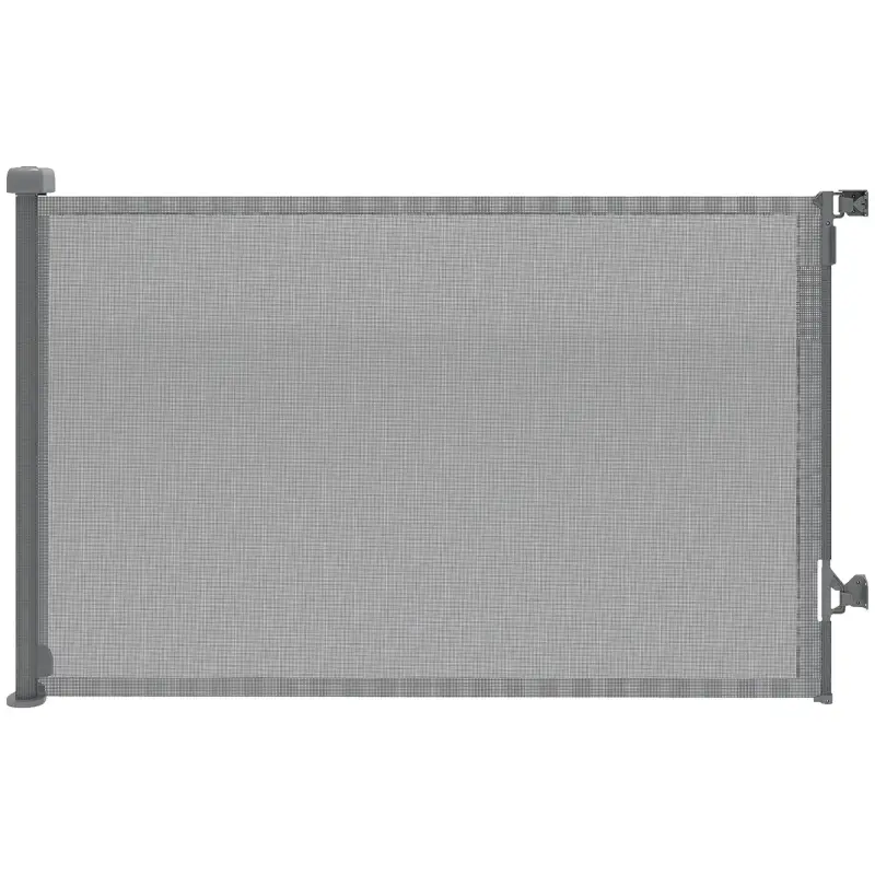 Barrera de Seguridad para Perros Retráctil Extensible hasta 140 cm de Ancho para Escaleras y Puertas Gris
