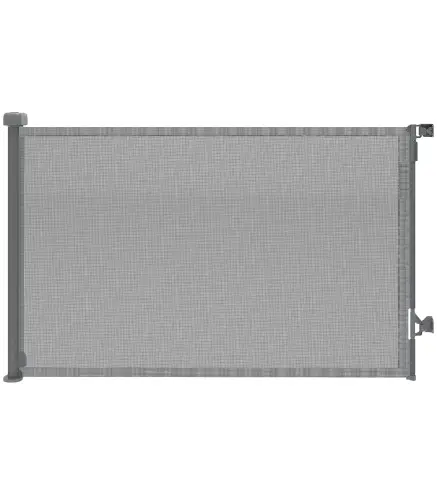 Barrera de Seguridad para Perros Retráctil Extensible hasta 140 cm de Ancho para Escaleras y Puertas Gris