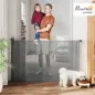 Barrera de Seguridad para Perros Retráctil Extensible hasta 140 cm de Ancho para Escaleras y Puertas Gris