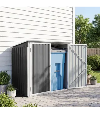 Cobertizo para Contenedor de Basura Doble con Tapa Abatible y Puertas Doble 179,5x108x129,5 cm Gris Oscuro