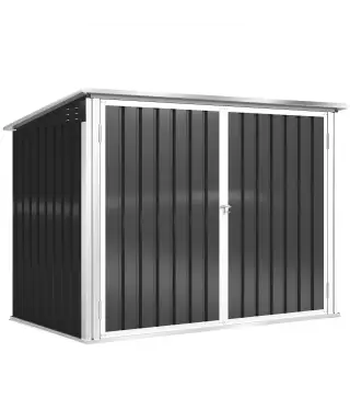 Cobertizo para Contenedor de Basura Doble con Tapa Abatible y Puertas Doble 179,5x108x129,5 cm Gris Oscuro