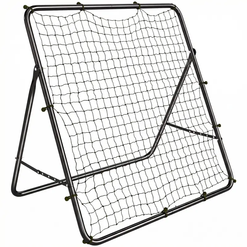 Red de Rebote Plegable Reboteador de Fútbol Ángulo Ajustable de 5 Niveles con Tubo de Acero 120x73x112 cm Negro