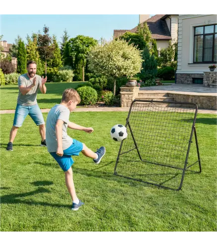 Red de Rebote Plegable Reboteador de Fútbol Ángulo Ajustable de 5 Niveles con Tubo de Acero 120x73x112 cm Negro