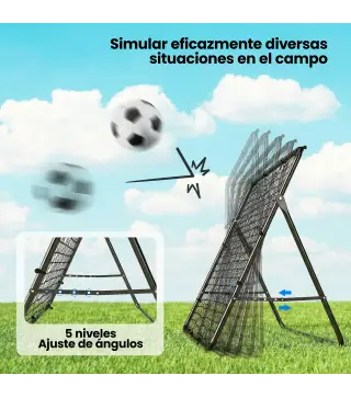 Red de Rebote Plegable Reboteador de Fútbol Ángulo Ajustable de 5 Niveles con Tubo de Acero 120x73x112 cm Negro