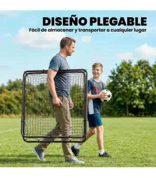 Red de Rebote Plegable Reboteador de Fútbol Ángulo Ajustable de 5 Niveles con Tubo de Acero 120x73x112 cm Negro